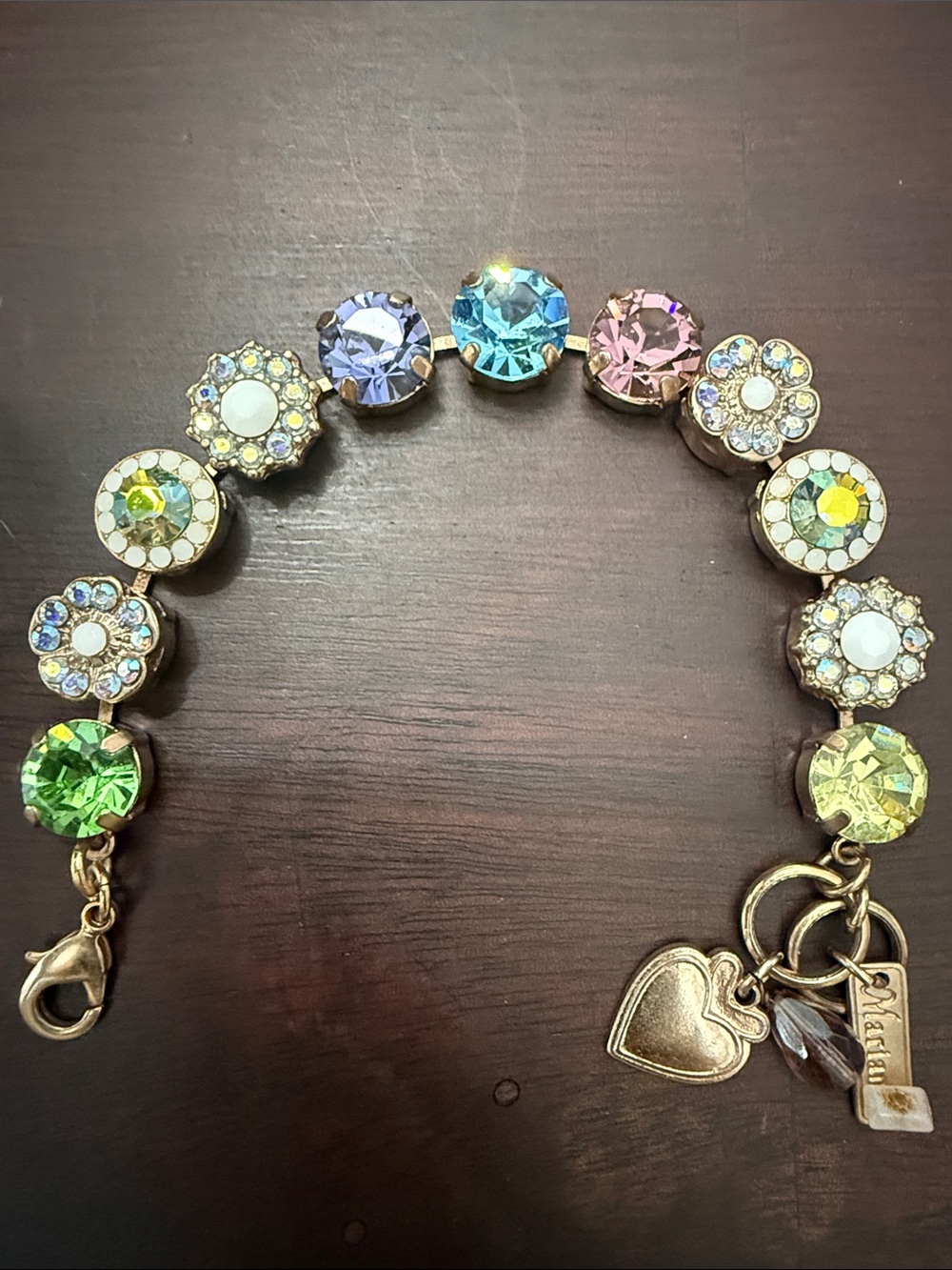 Mariana Multicolor Pastel Crystal Floral Bracelet - Rose Gold Tone 4084-104RG